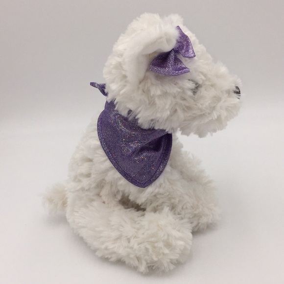 The Petting Zoo White Fluffy Plush Stuffed Animal Girl Puppy Dog Purple … - Picture 5 of 11